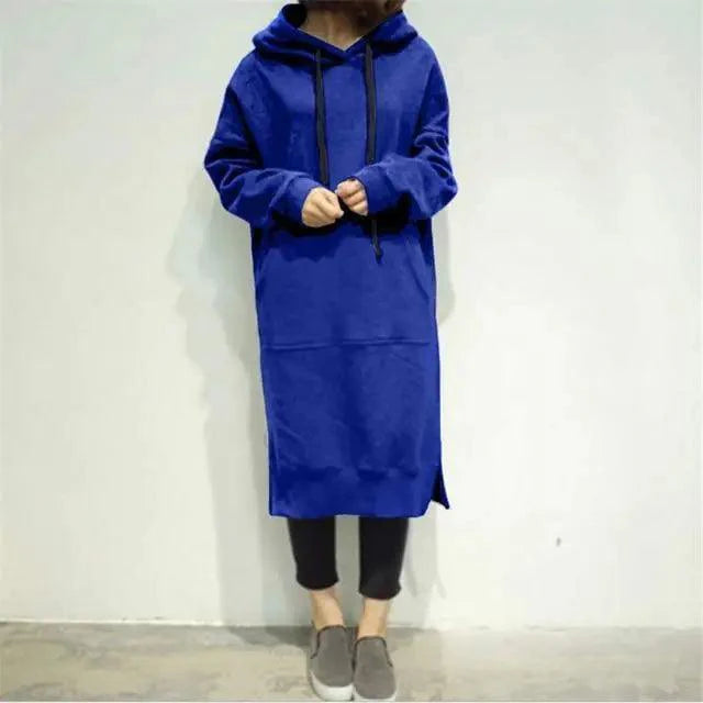 Women's Oversized Knit Hoodie - Casual Long Pullover Sweatshirt