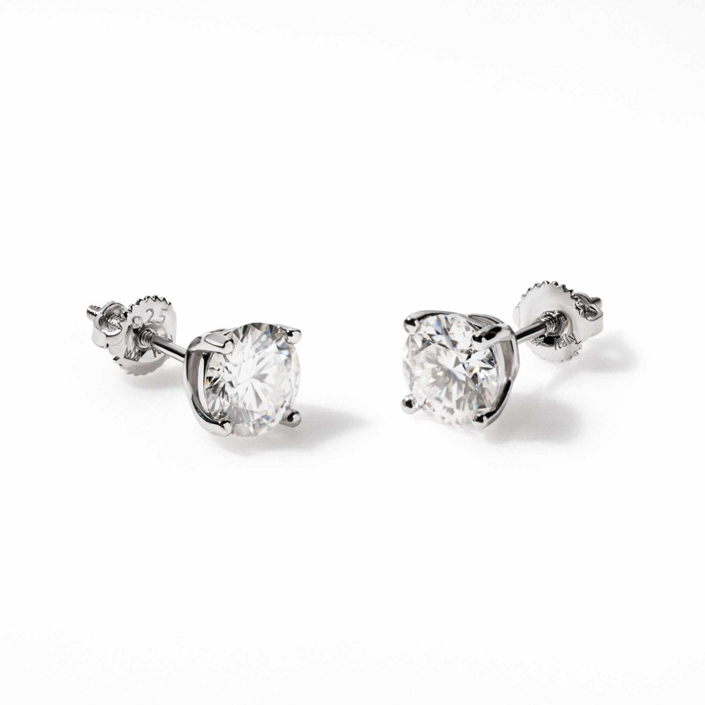 Moissanite Stud Earrings 925 Sterling Silver Screw Back