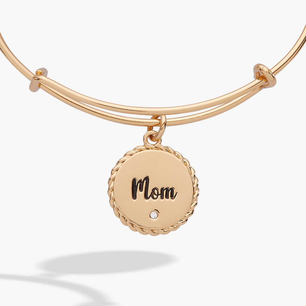 Mom Bonded By Love Connected For Life Rope Edge Charm Bangle