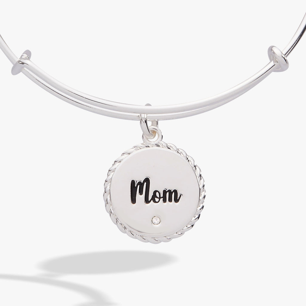 Mom Bonded By Love Connected For Life Rope Edge Charm Bangle