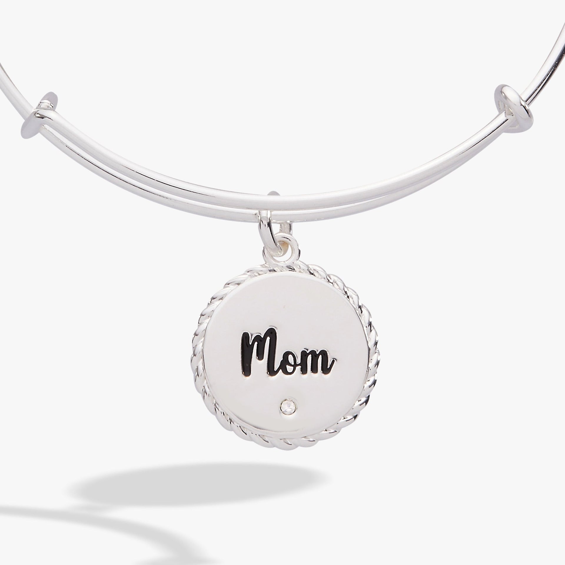 Mom Bonded By Love Connected For Life Rope Edge Charm Bangle