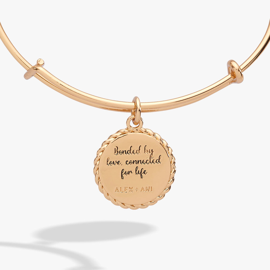 Mom Bonded By Love Connected For Life Rope Edge Charm Bangle