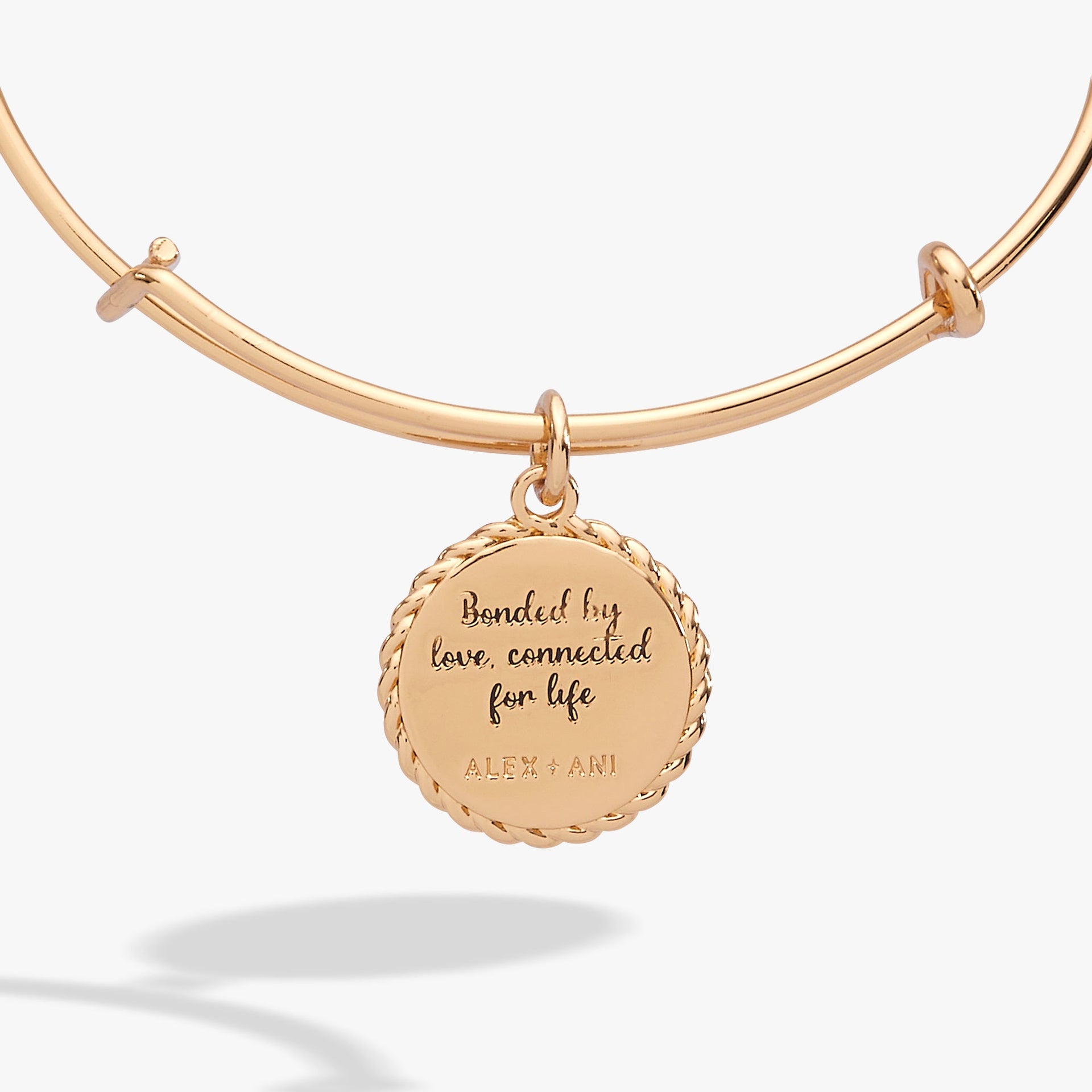 Mom Bonded By Love Connected For Life Rope Edge Charm Bangle