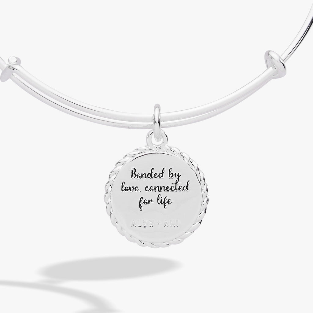 Mom Bonded By Love Connected For Life Rope Edge Charm Bangle