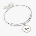 Mom Charm Bangle Bracelet with Crystal Detail Gold or Silver