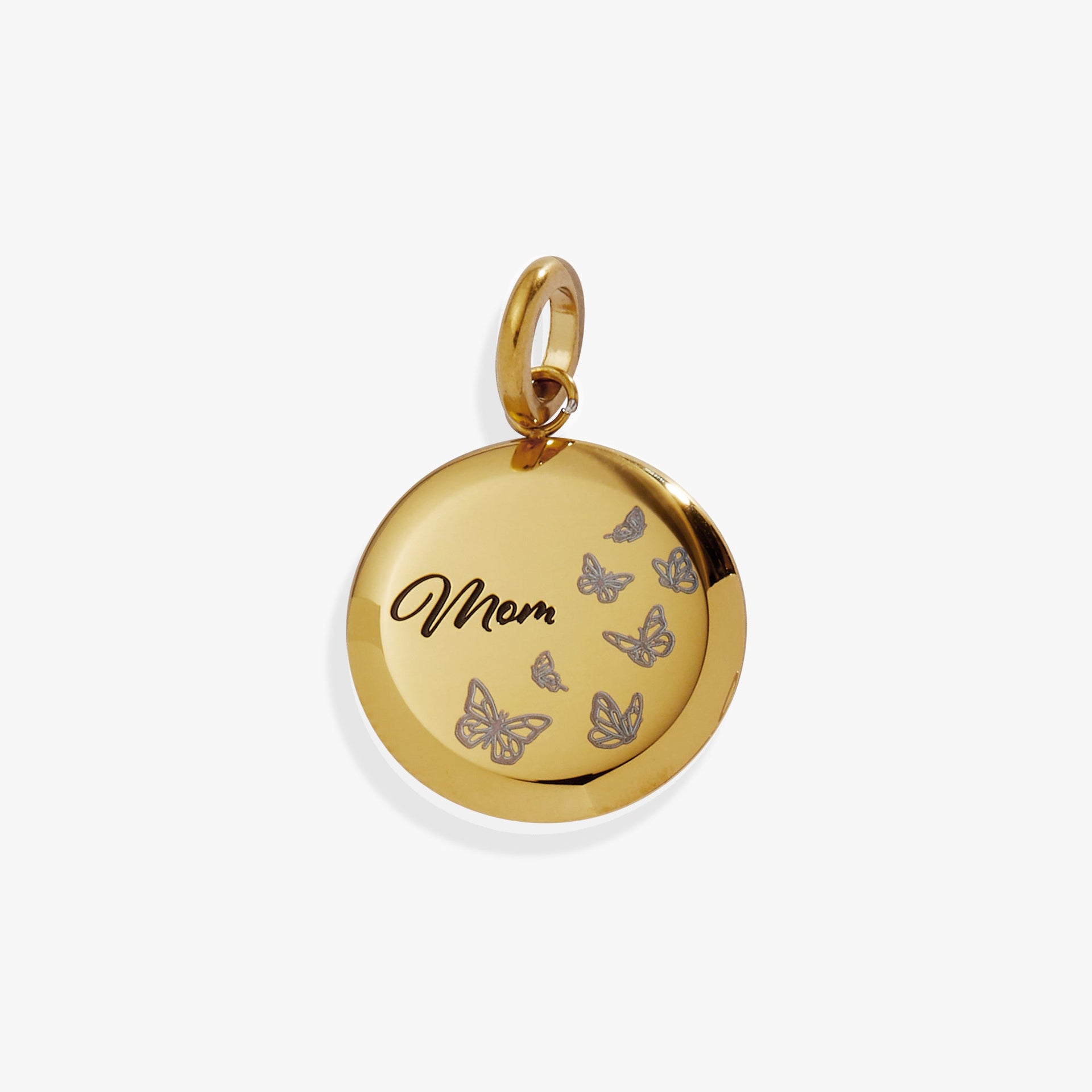 Alex And Ani Mom butterfly disc charm necklace with engraved inspirational message.