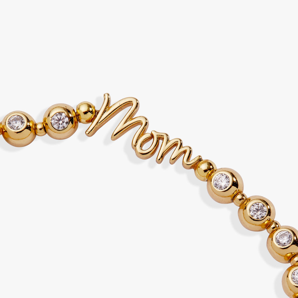 Mom Elongated Crystal Stretch Bracelet in Script