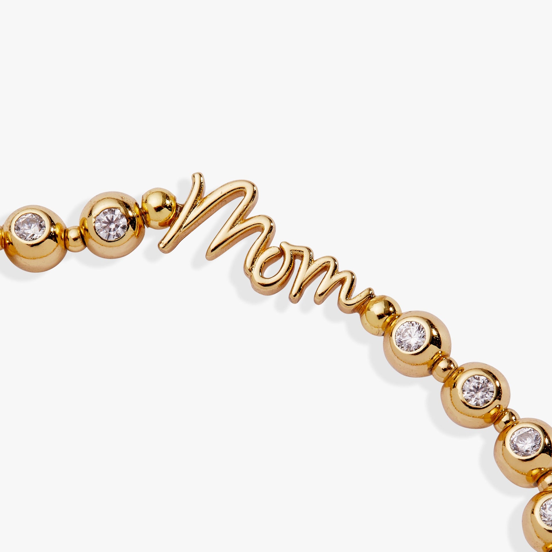 Mom Elongated Crystal Stretch Bracelet in Script