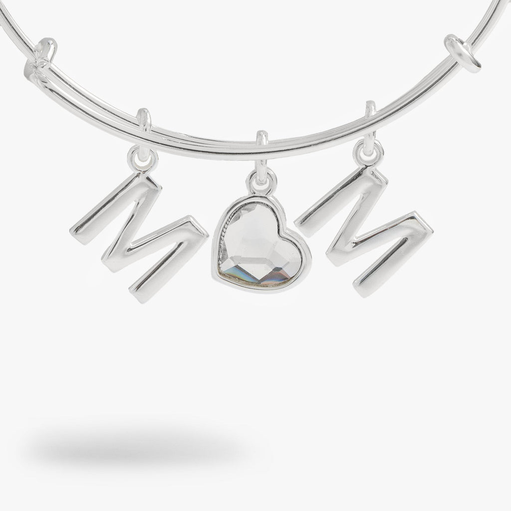 Crystal Mom Bangle Bracelet with Expandable Wire Design