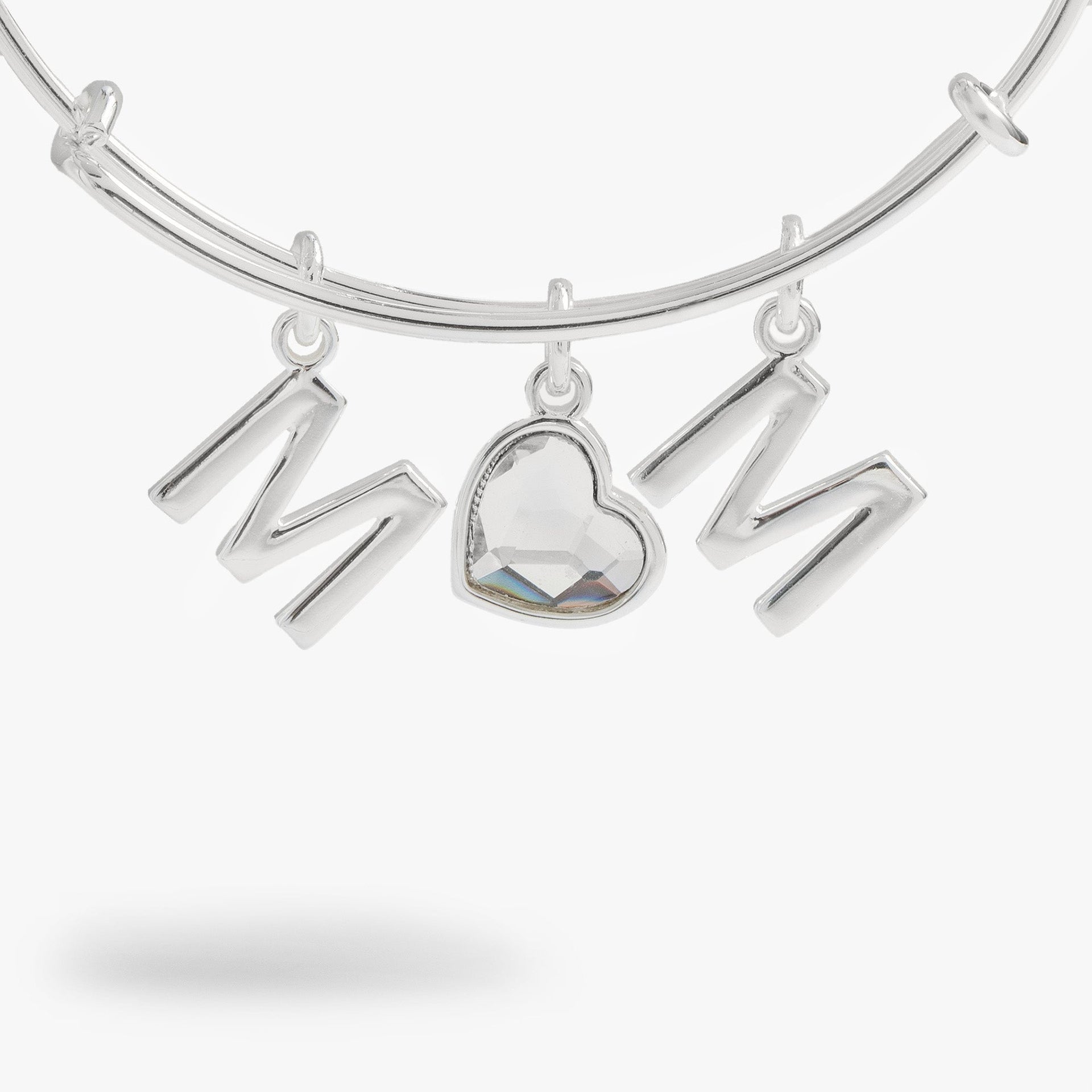 Crystal Mom Bangle Bracelet with Expandable Wire Design