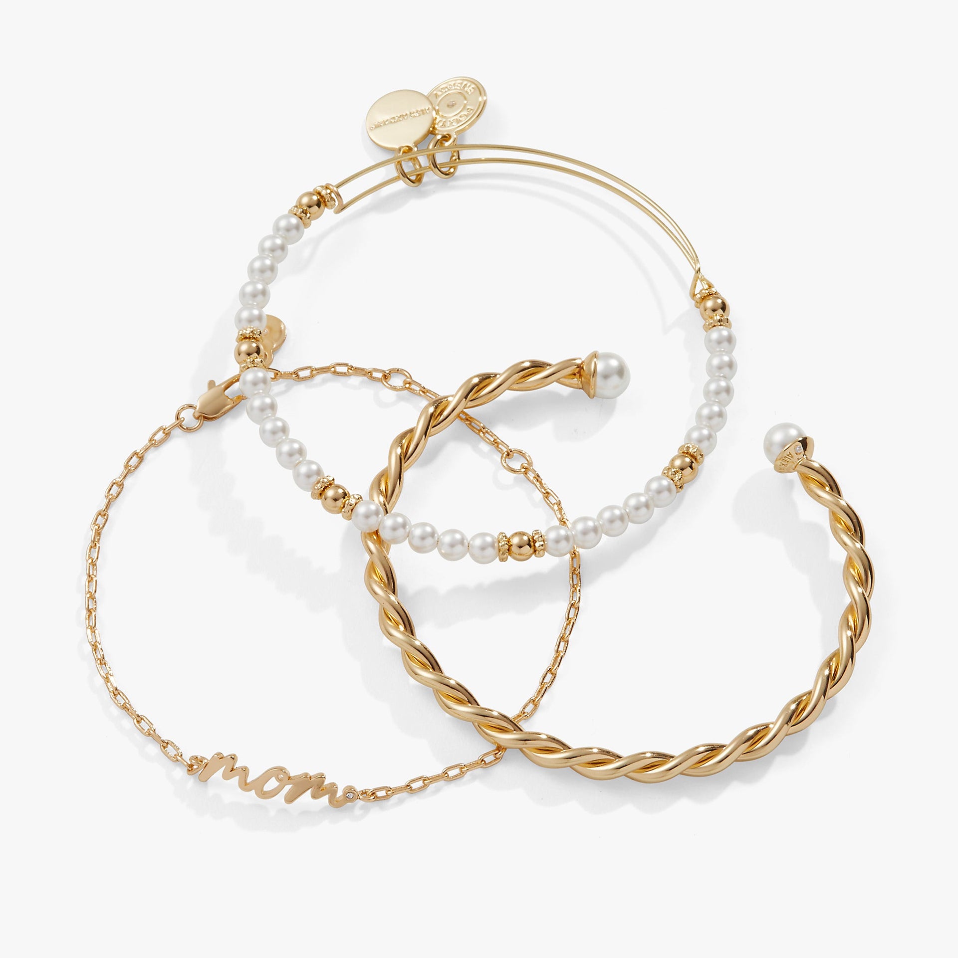 Mom Script Bracelet Set of 3 Expandable Stackable Set
