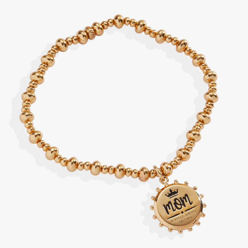 Mom A Title Above Queen Gold-Tone Stretch Charm Bracelet