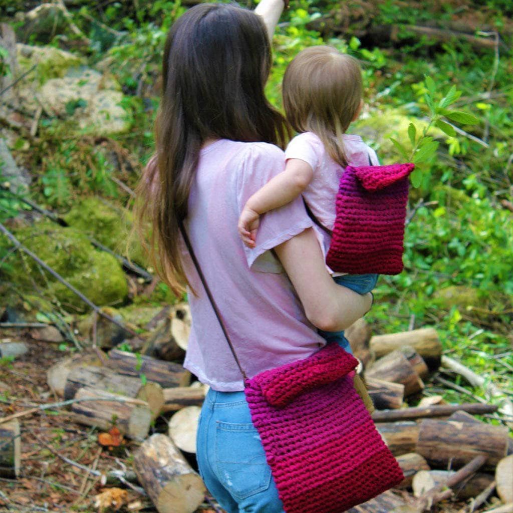 Mommy + Me Crochet Tote & Backpack Kit - Burgundy & Magenta