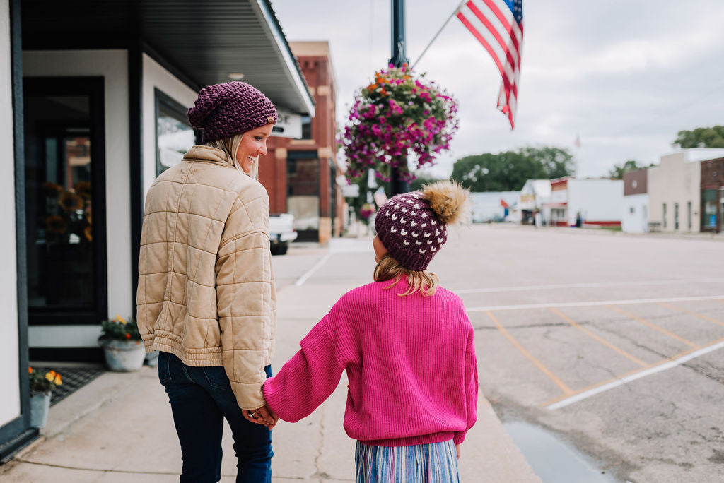 Crochet Simple Slouch Hat | Fig Purple Beanie