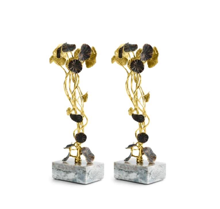 Monet's Garden Golden Sunset Candleholders - Nature Inspired Decor