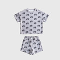 Two-piece French Terry short set with monster truck print and FF logo in grey