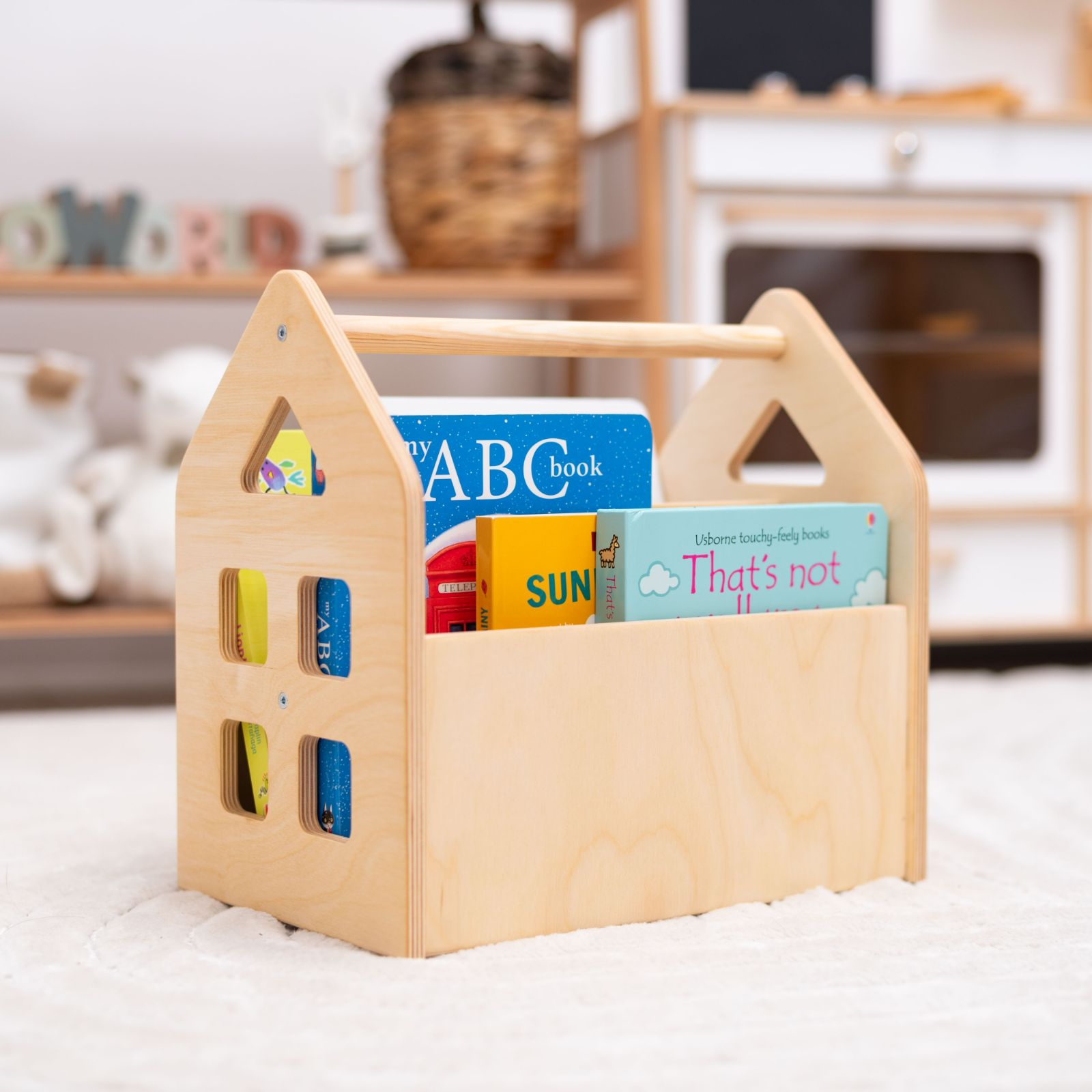 Dark Walnut Montessori Bookshelf for Toddler Nursery Organization