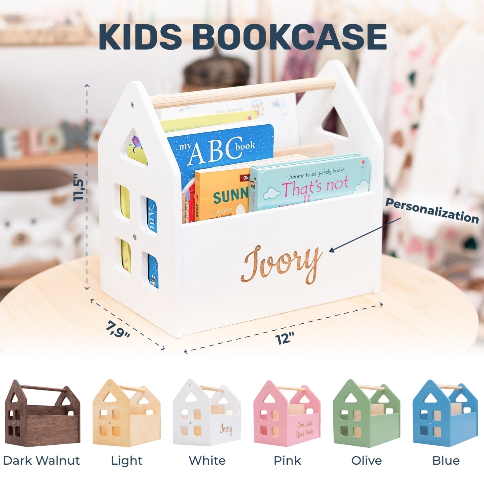 Dark Walnut Montessori Bookshelf for Toddler Nursery Organization