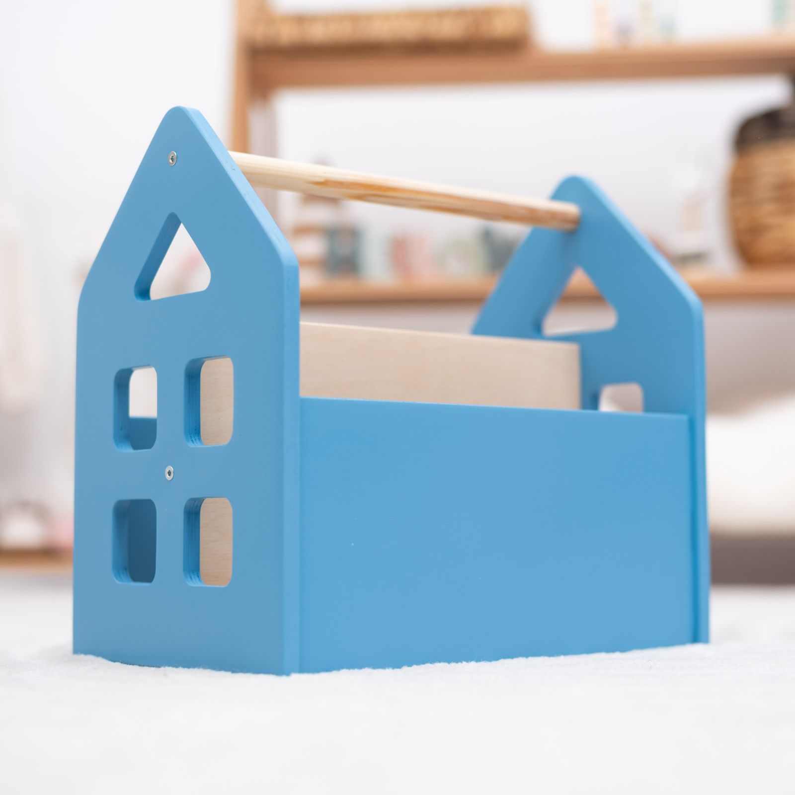 Modern Montessori Book Shelf – Pastel Wood Kids Storage Organizer