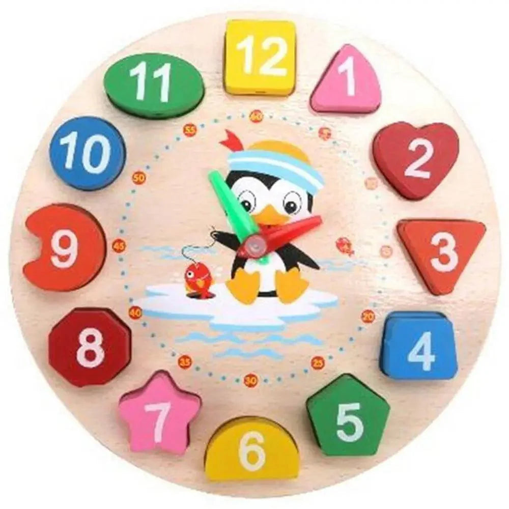 Montessori Wooden Animal Geometry Clock Puzzle Toy