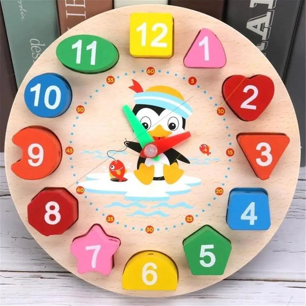Montessori Wooden Animal Geometry Clock Puzzle Toy
