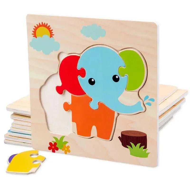 Montessori Baby Animal and Traffic Cognition Wooden Puzzle Set