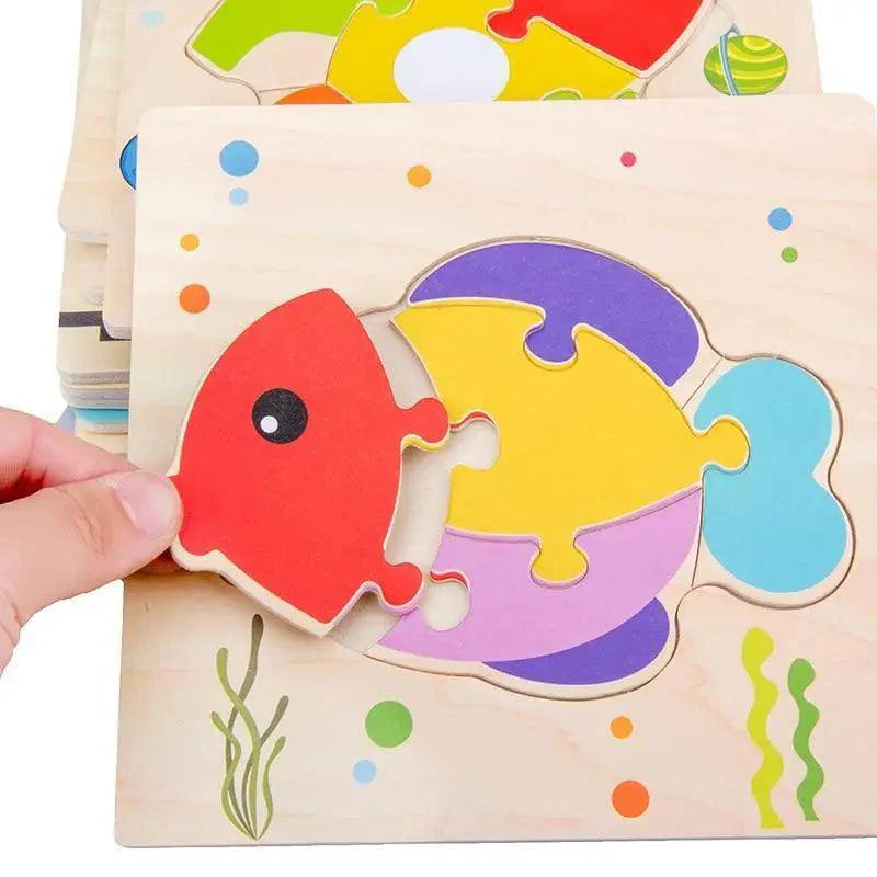 Montessori Baby Animal and Traffic Cognition Wooden Puzzle Set