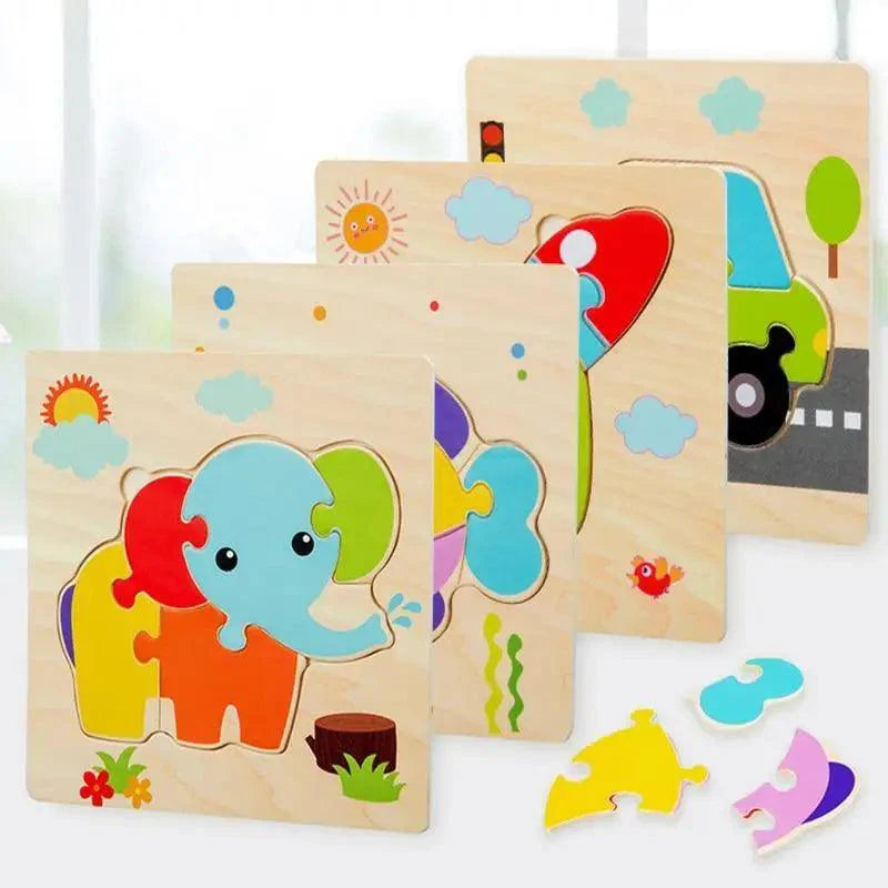 Montessori Baby Animal and Traffic Cognition Wooden Puzzle Set