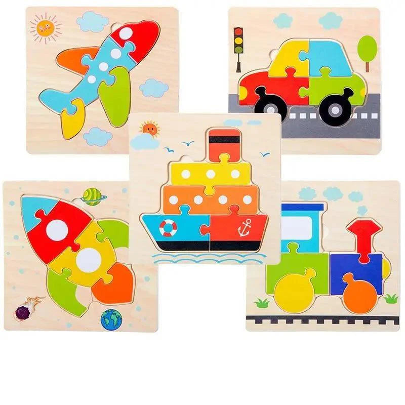 Montessori Baby Animal and Traffic Cognition Wooden Puzzle Set