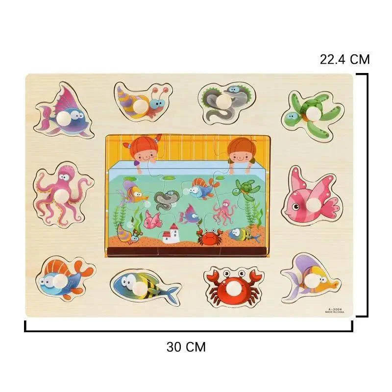 Montessori Wooden Hand-Grab Board Tangram Puzzle for Toddlers