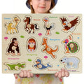 Montessori Wooden Hand-Grab Board Tangram Puzzle for Toddlers