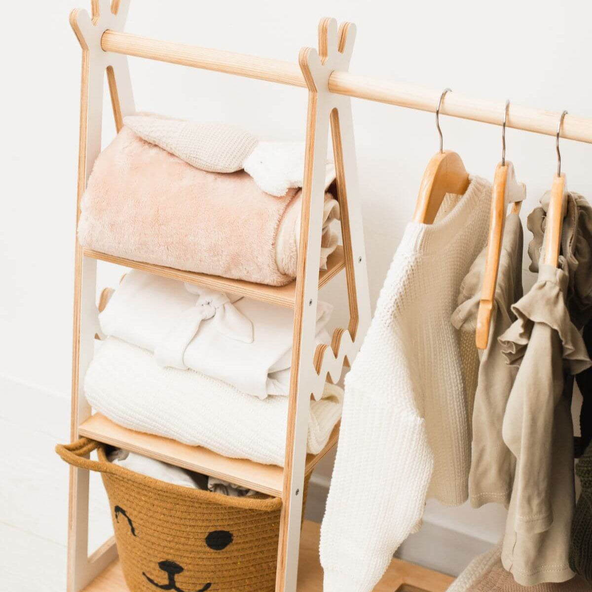 Wooden Teepee Children’s Clothing Rack – Scandi Minimalist Style