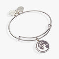 Alex and Ani expandable bangle featuring a glitter enamel cat and moon charm.