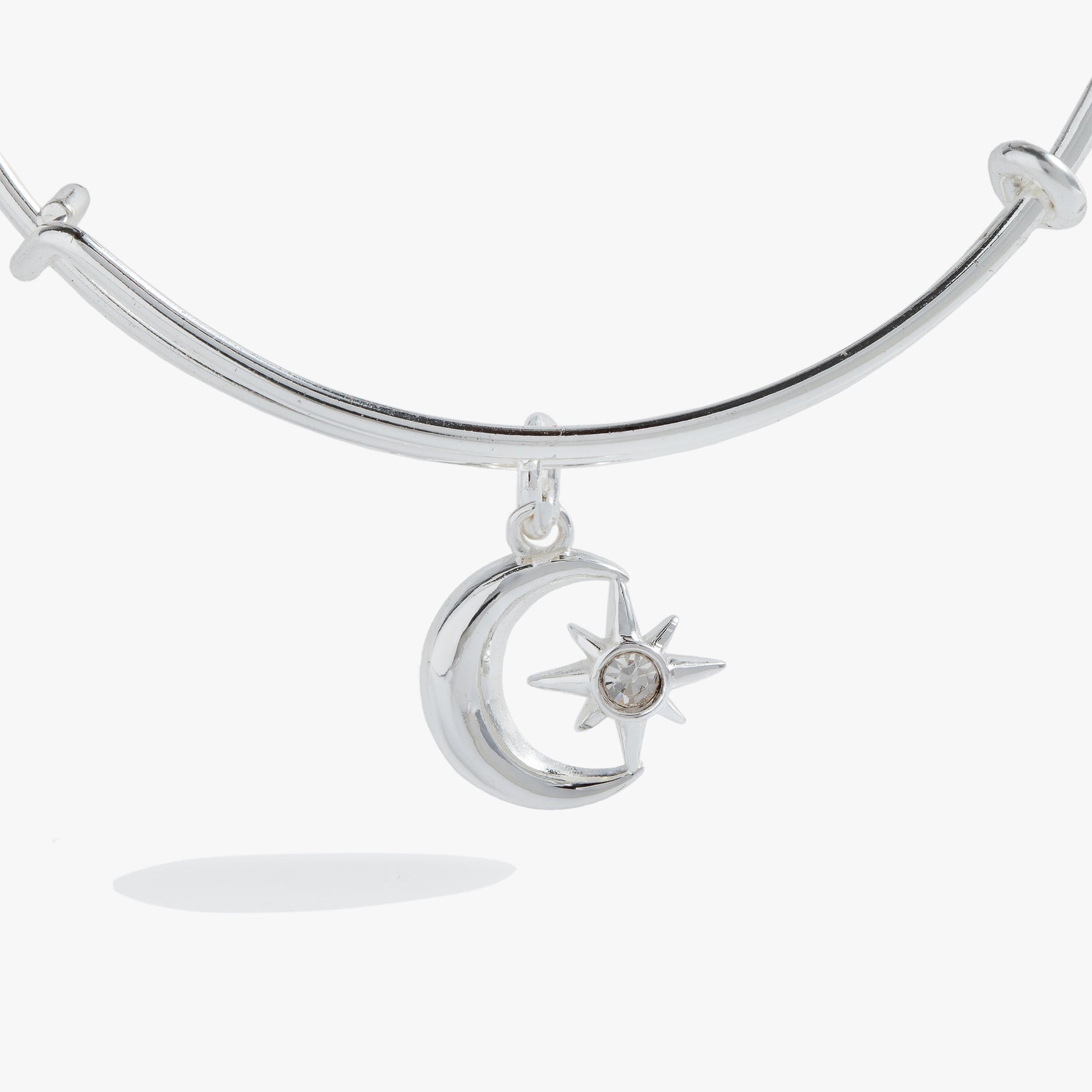 Celestial Moon and Star Charm Bangle Bracelet