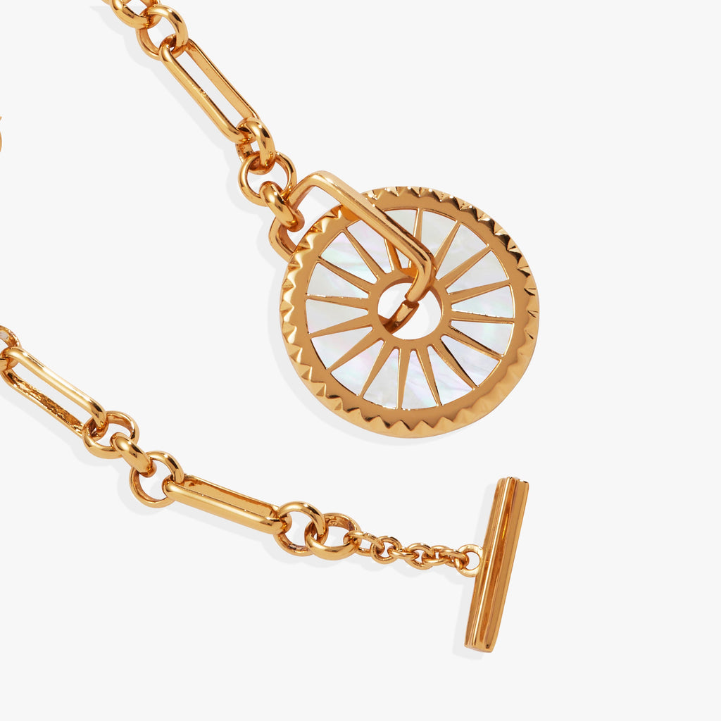 Starburst Mother of Pearl Toggle Bracelet in Gold