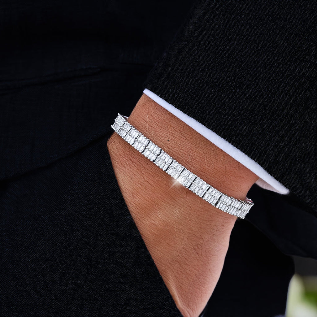Baguette Moissanite Square Tennis Bracelet Solid 925 Sterling Silver