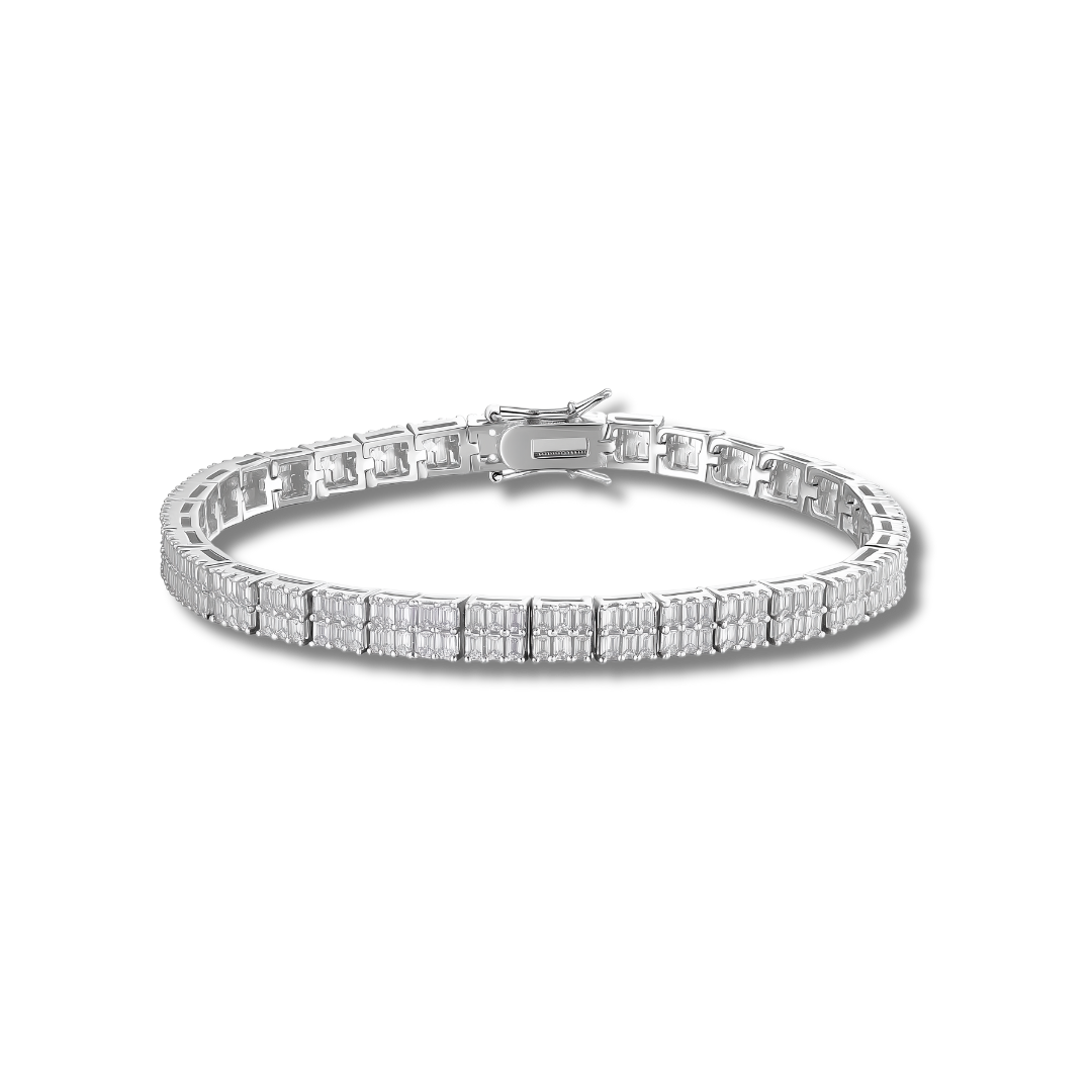 Baguette Moissanite Square Tennis Bracelet Solid 925 Sterling Silver