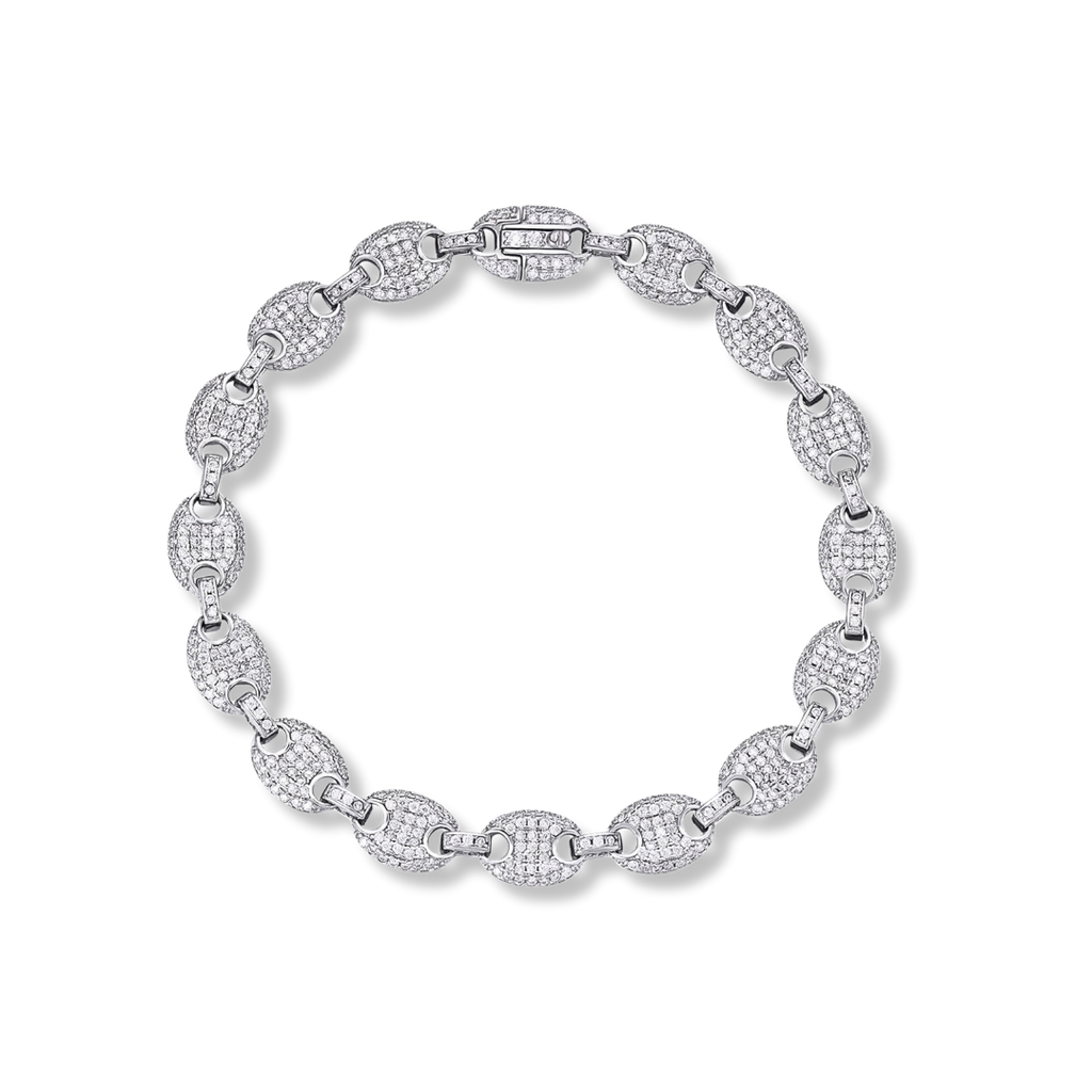 Moissanite Puffed Mariner Link Bracelet 925 Sterling Silver