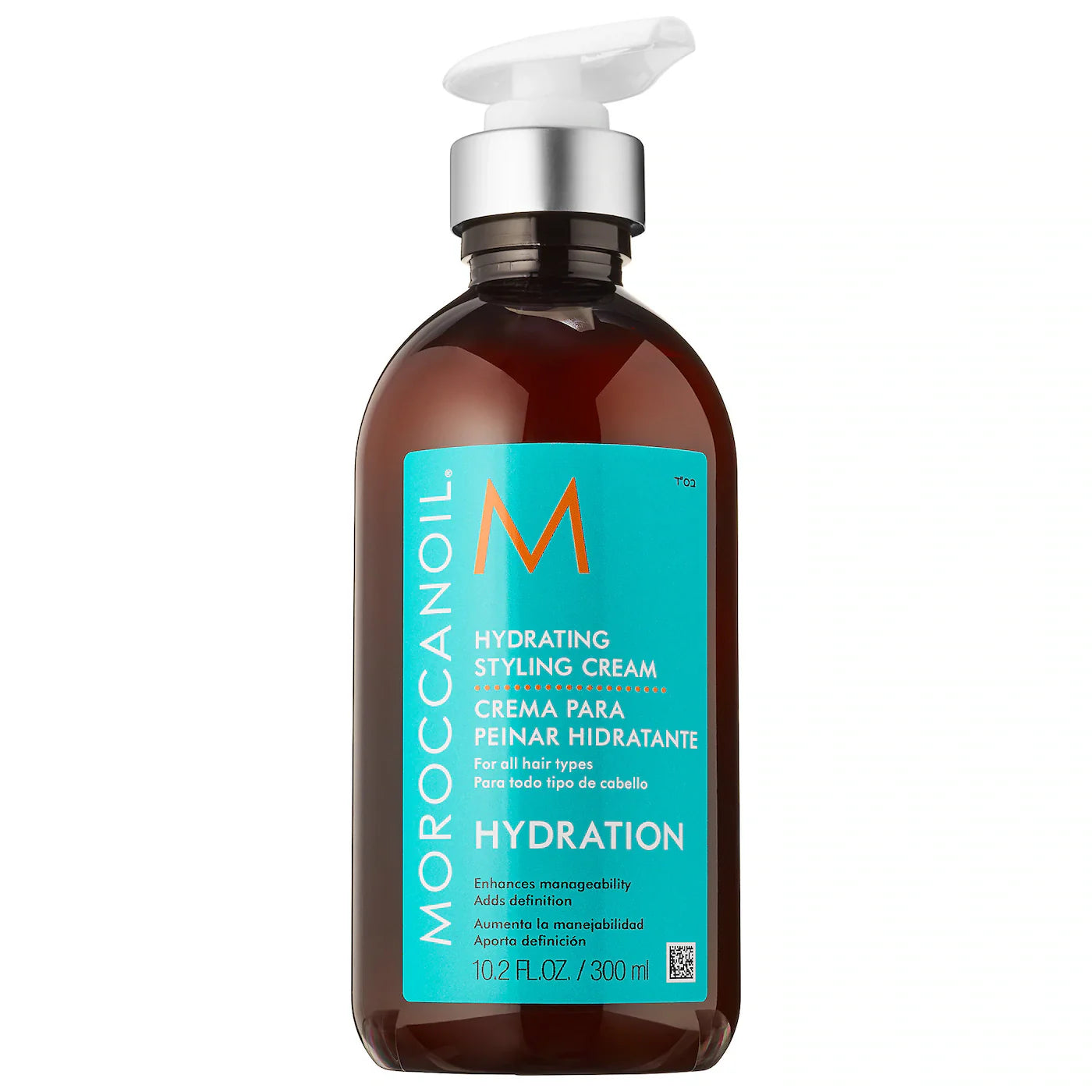 A 10.2 oz bottle of Moroccanoil Hydrating Styling Cream with argan oil.