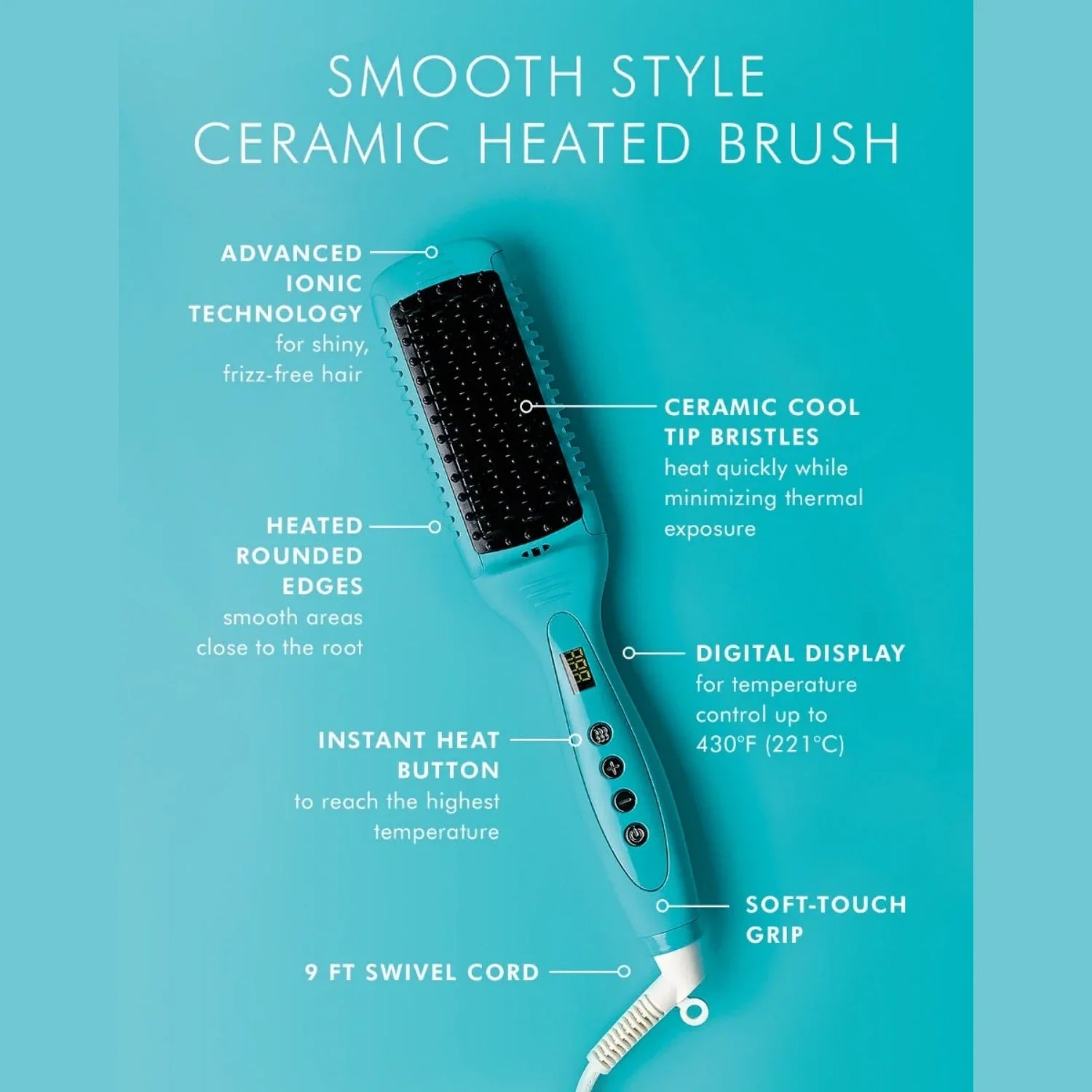 Smooth Style Ceramic Heated Brush for Sleek Frizz-Free Hair