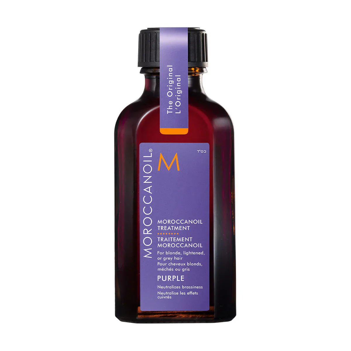 Bottle of Moroccanoil Treatment Purple for blonde hair.