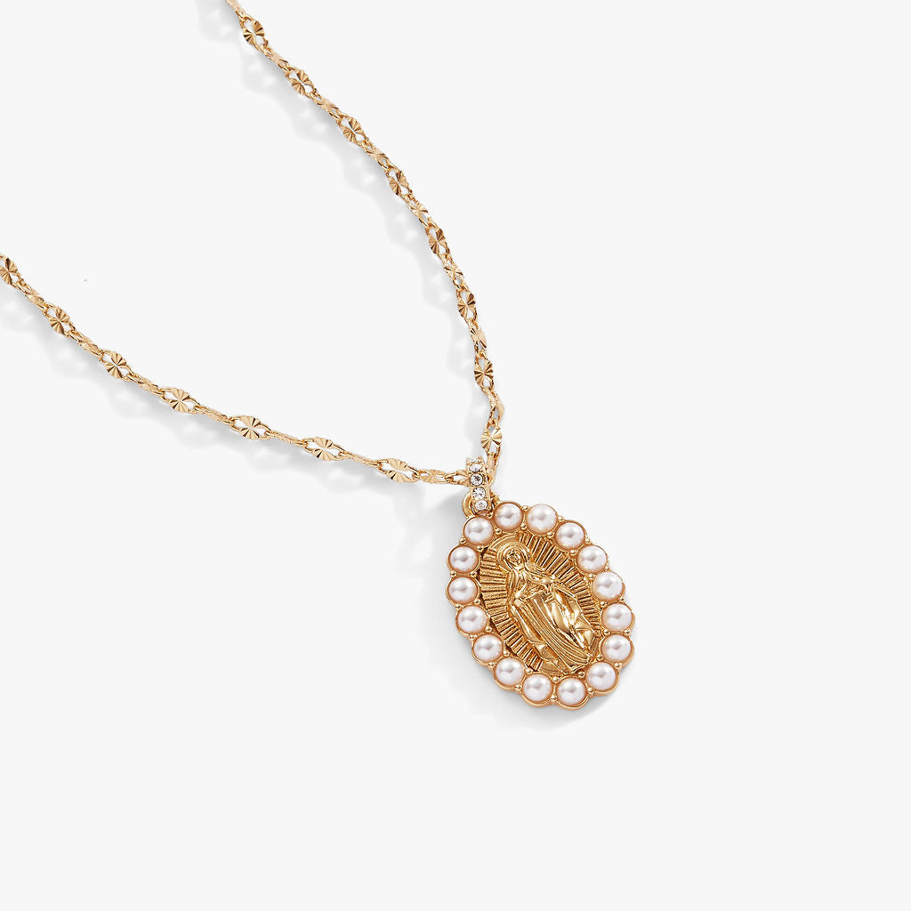 Divine Guides Mother Mary Medallion Pendant Necklace
