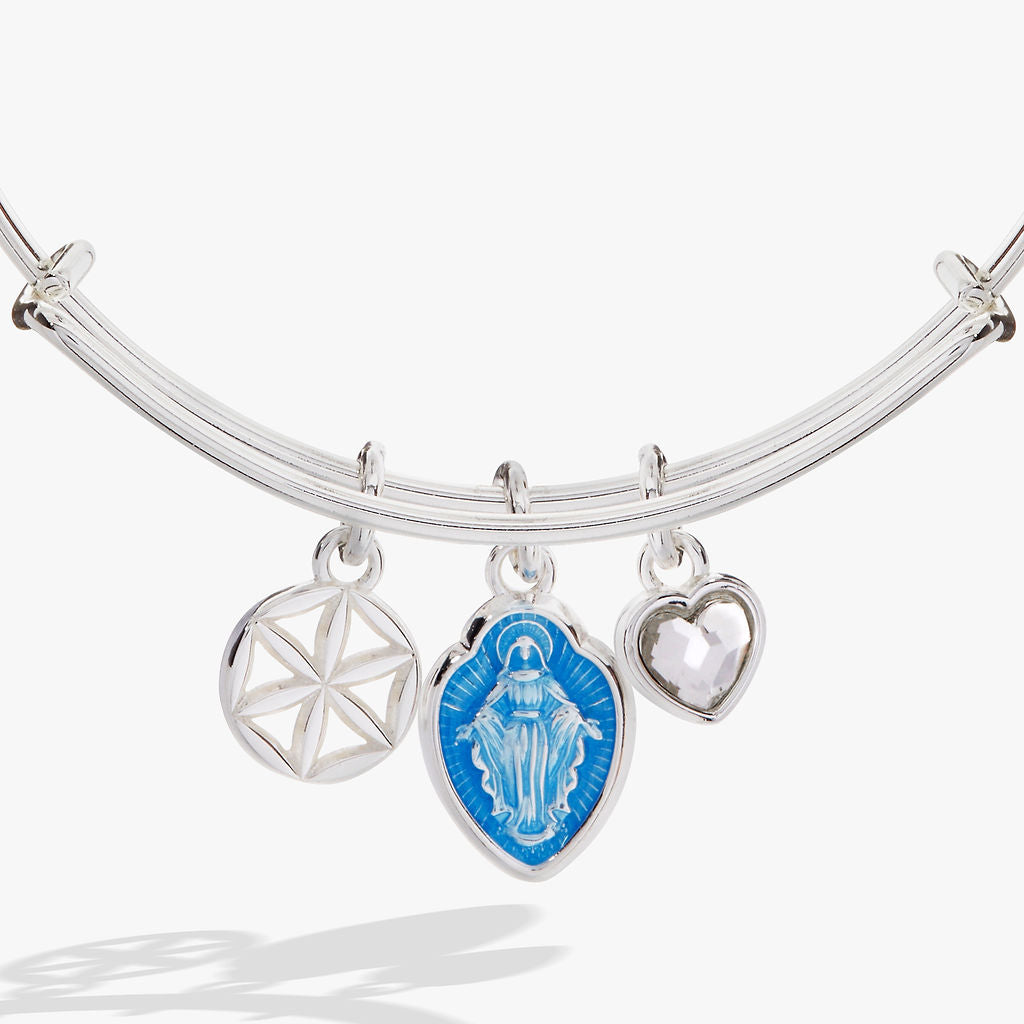 Mother Mary Charm Expandable Bangle Bracelet