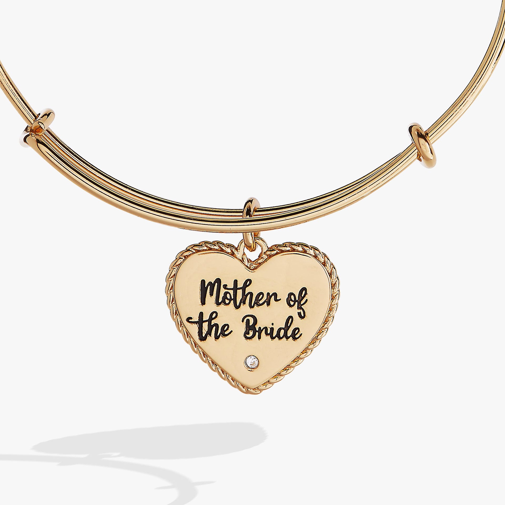 Mother of the Bride Heart Charm Expandable Wire Bangle
