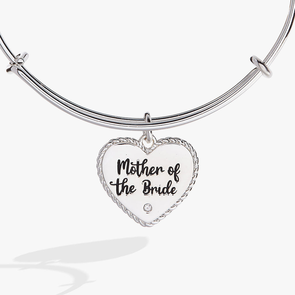 Mother of the Bride Heart Charm Expandable Wire Bangle