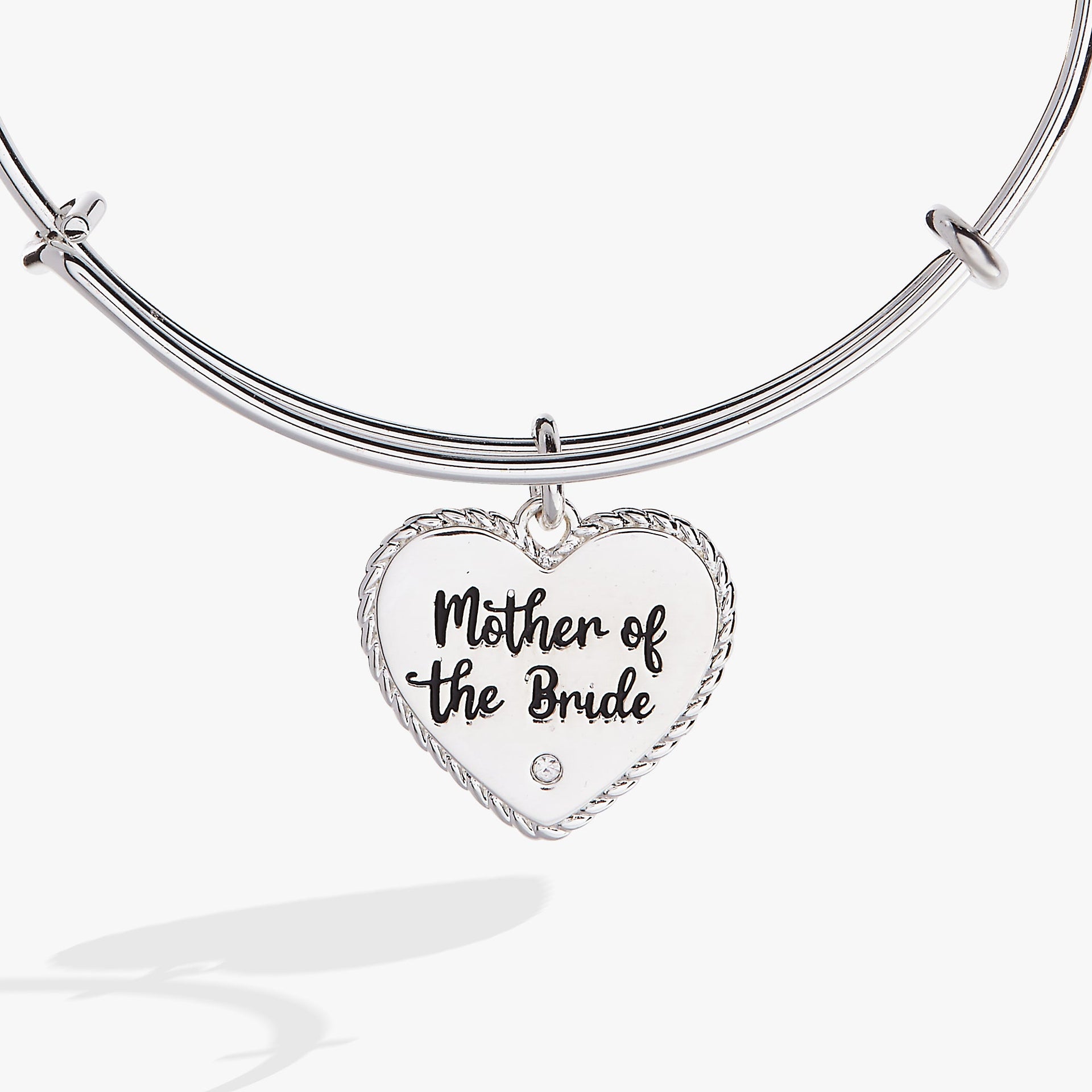 Mother of the Bride Heart Charm Expandable Wire Bangle