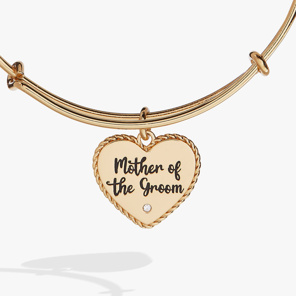 Mother of the Groom Heart Charm Expandable Wire Bangle Bracelet