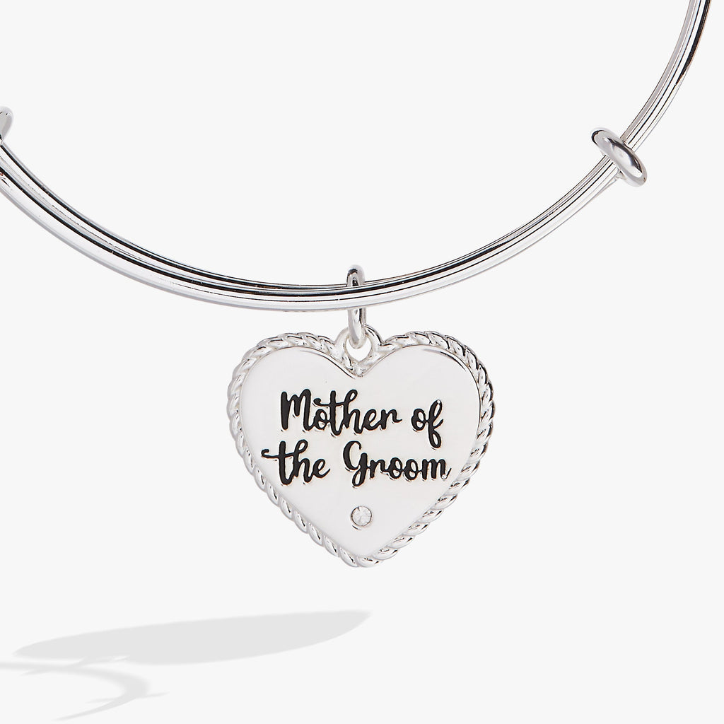 Mother of the Groom Heart Charm Expandable Wire Bangle Bracelet
