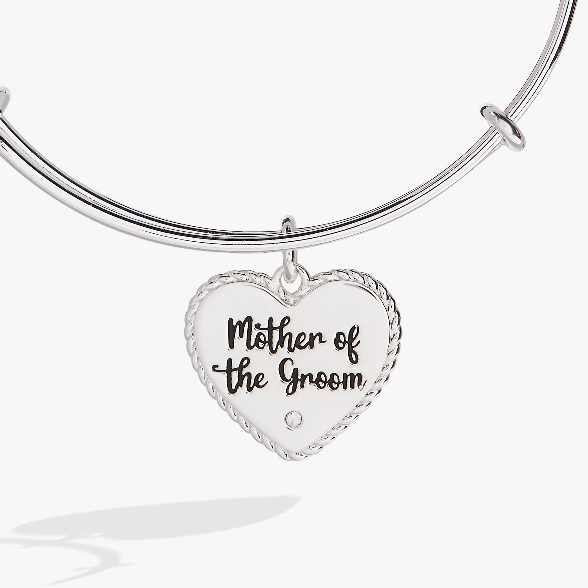Mother of the Groom Heart Charm Expandable Wire Bangle Bracelet