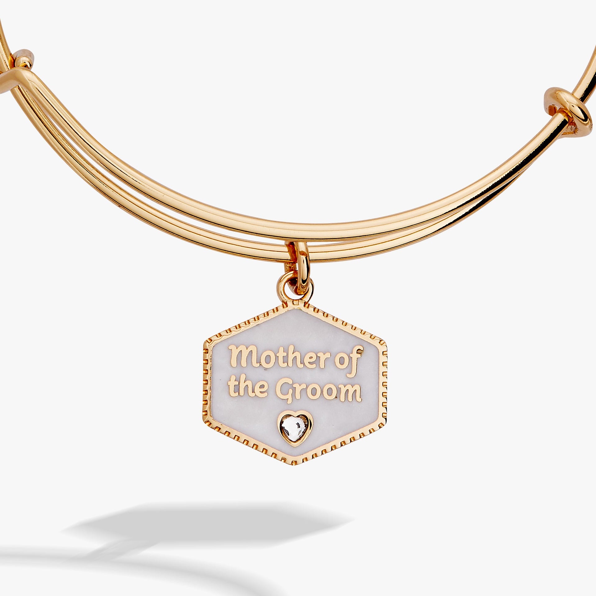 Mother of the Groom Pearl and Crystal Gold Charm Bangle